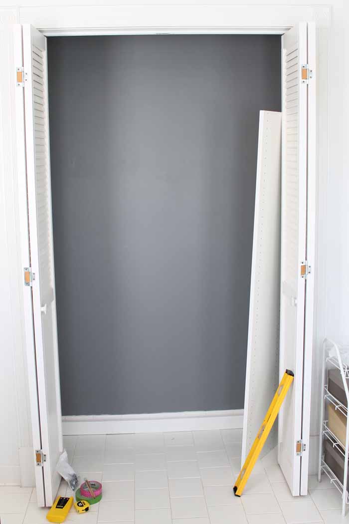 measurement and install of closet system into a small closet