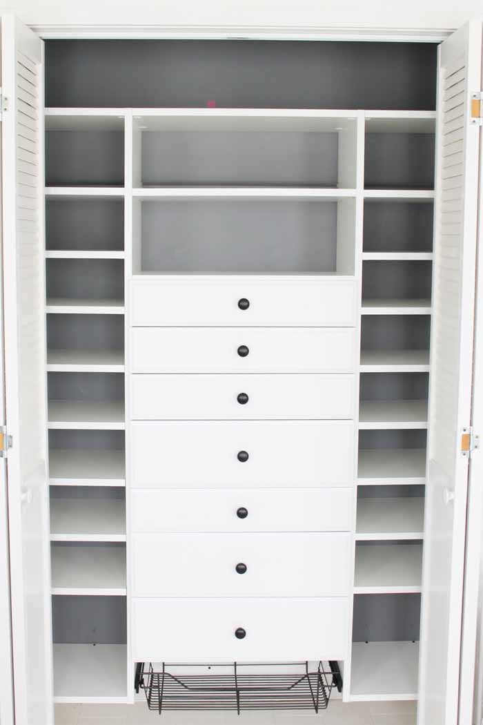 shelves in a closet organizer installed