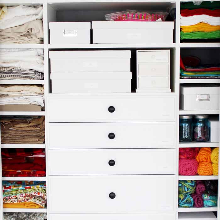 craft supplies added to a custom closet organizer