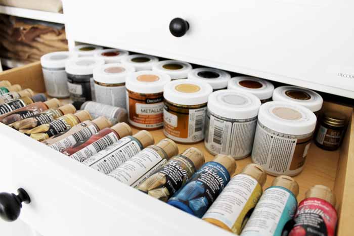 drawer filled with craft paint