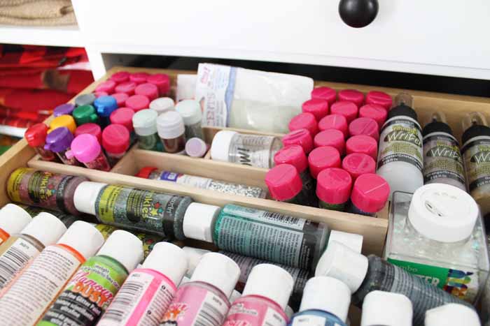 glitter bottles in a drawer