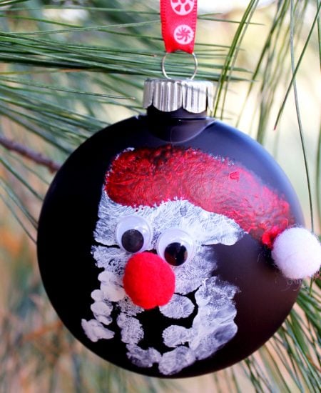 santa handprint ornament