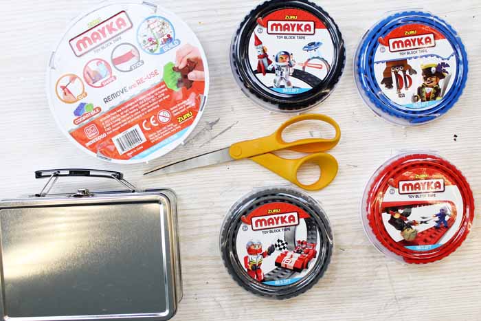 Mayka tape, scissors, lunchbox