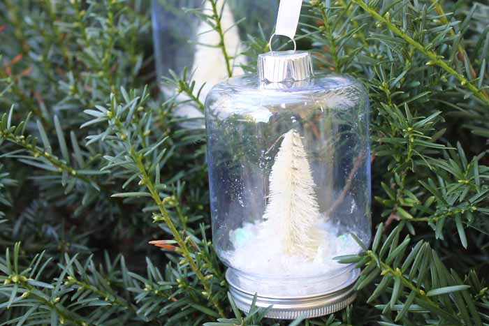 mason jar plastic ornament on a tree