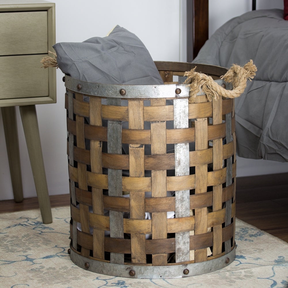 metal and wood basket