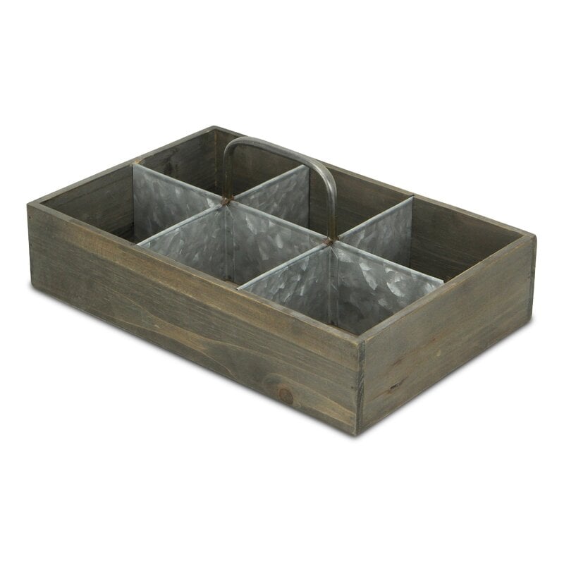 wood crate with metal divider