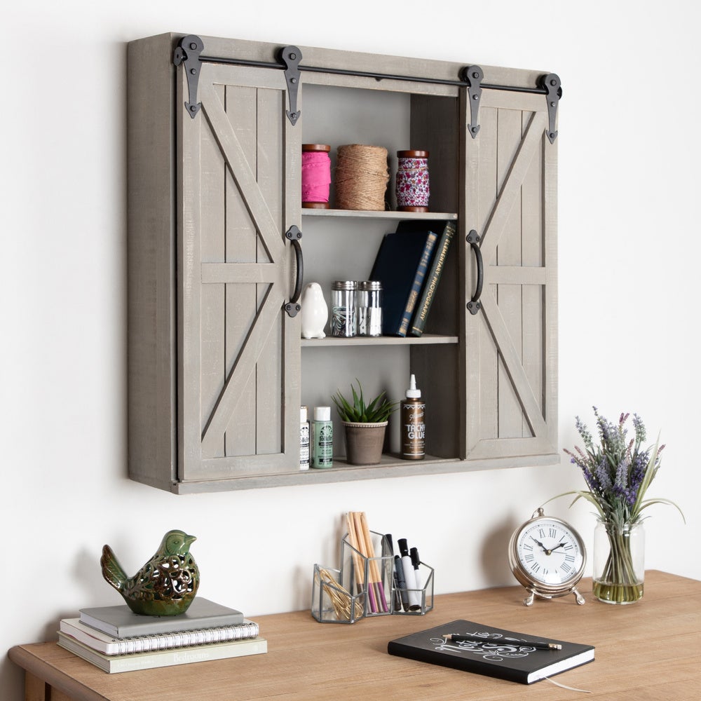 rustic wood wall cabinet