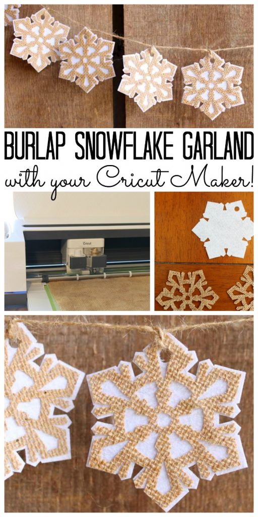 burlap garland with snowflakes