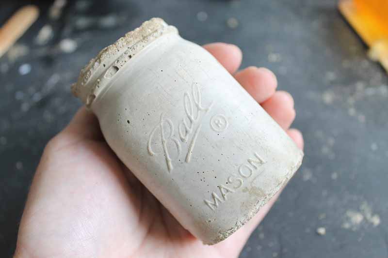 unmolding concrete mason jar