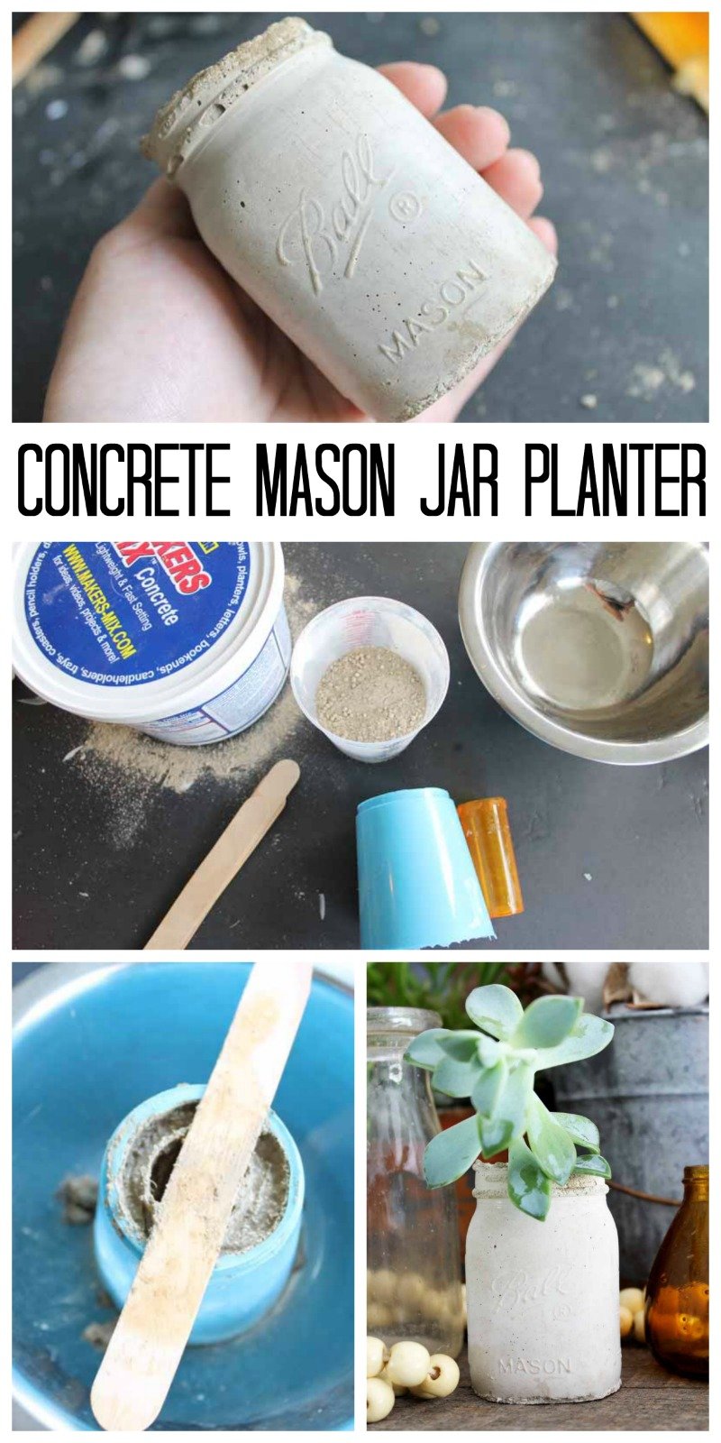 concrete mason jar planter