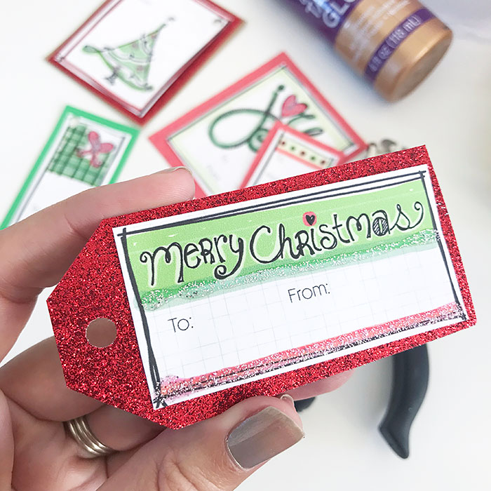 Add tags to glitter card stock
