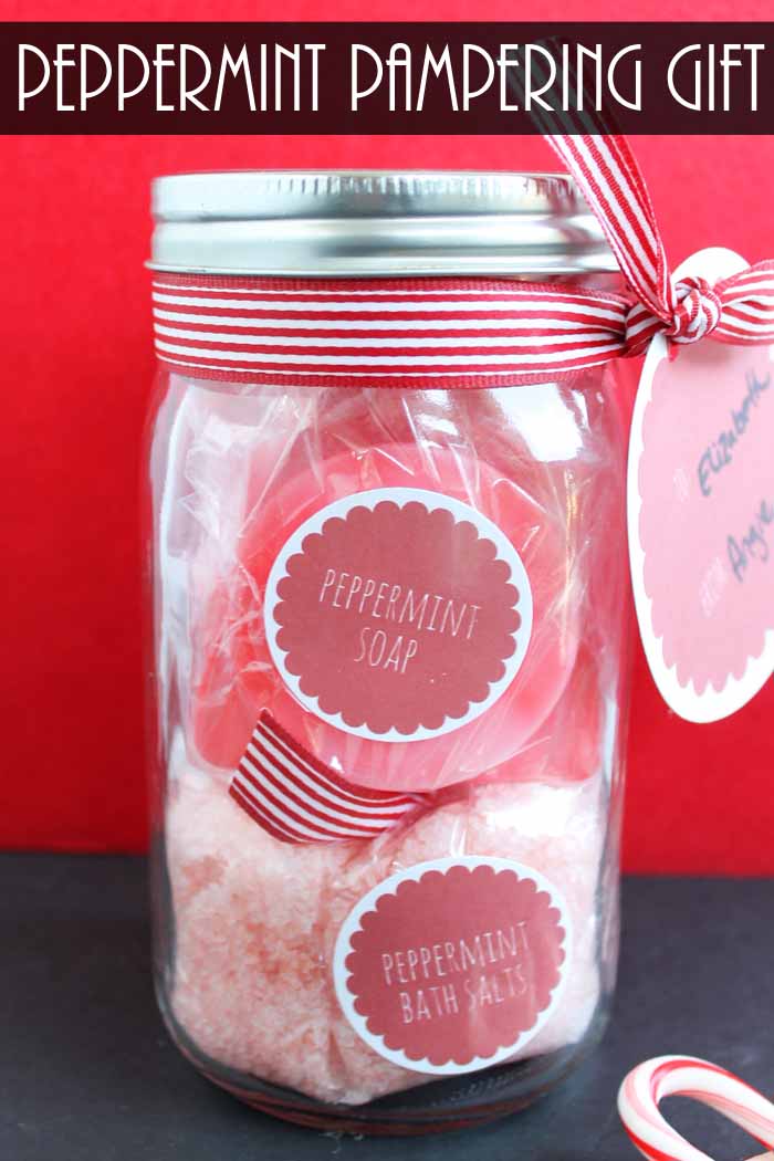 Learn how to make homemade peppermint soap then add them to this pampering gift in a jar!