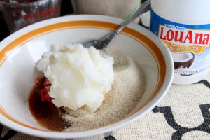 coconut oil added to recipe for sugar scrub