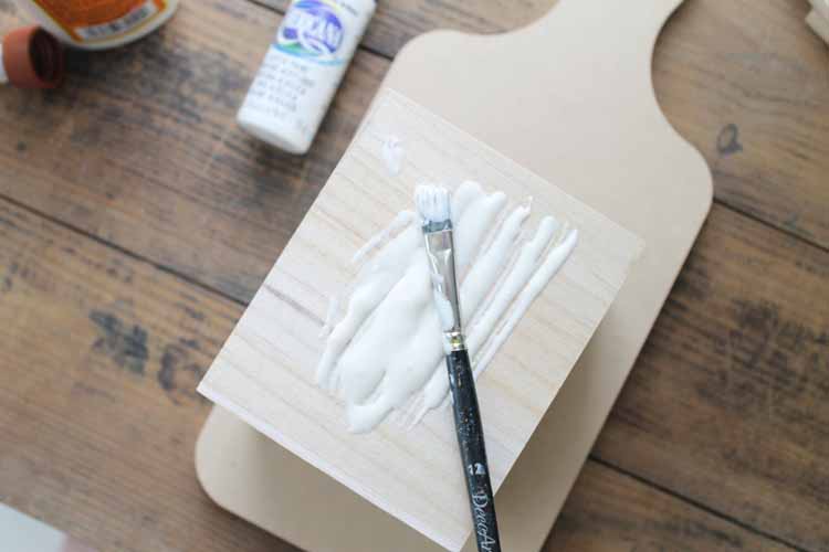 painting wooden pieces white