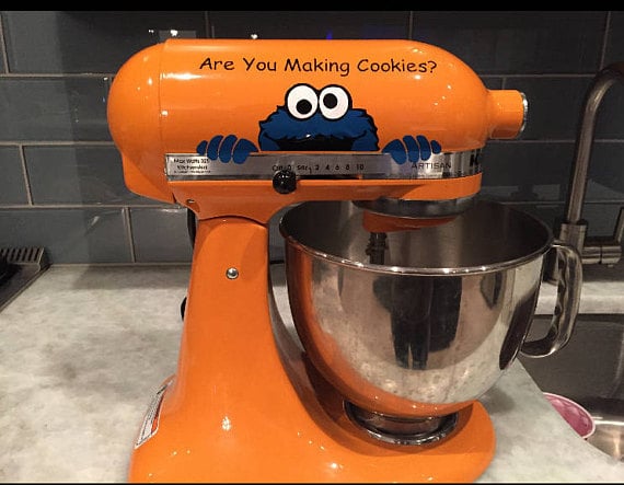 cookie monster decal on a mixer