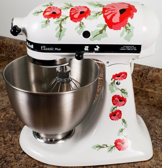 floral decal for a mixer