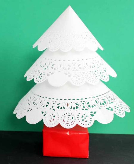 christmas tree made with paper on a table