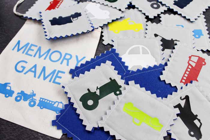 memory game with trucks and cars