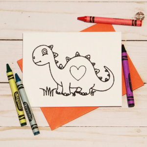 Dinosaur Coloring Valentine’s Day Cards by Weekend Craft