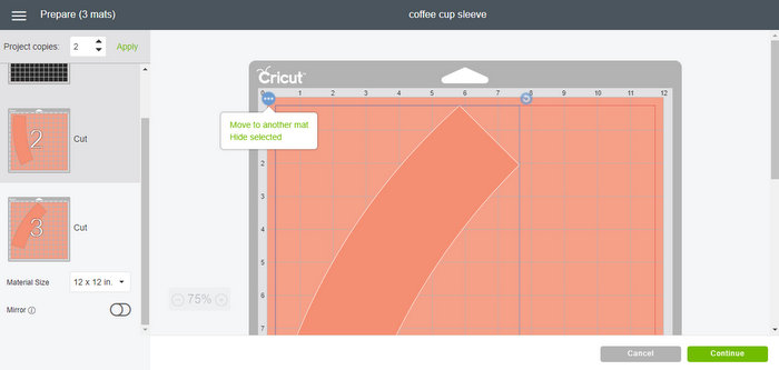 layout of cricut mat on a computer