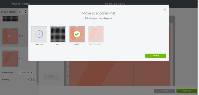how to move something to another mat in cricut design space