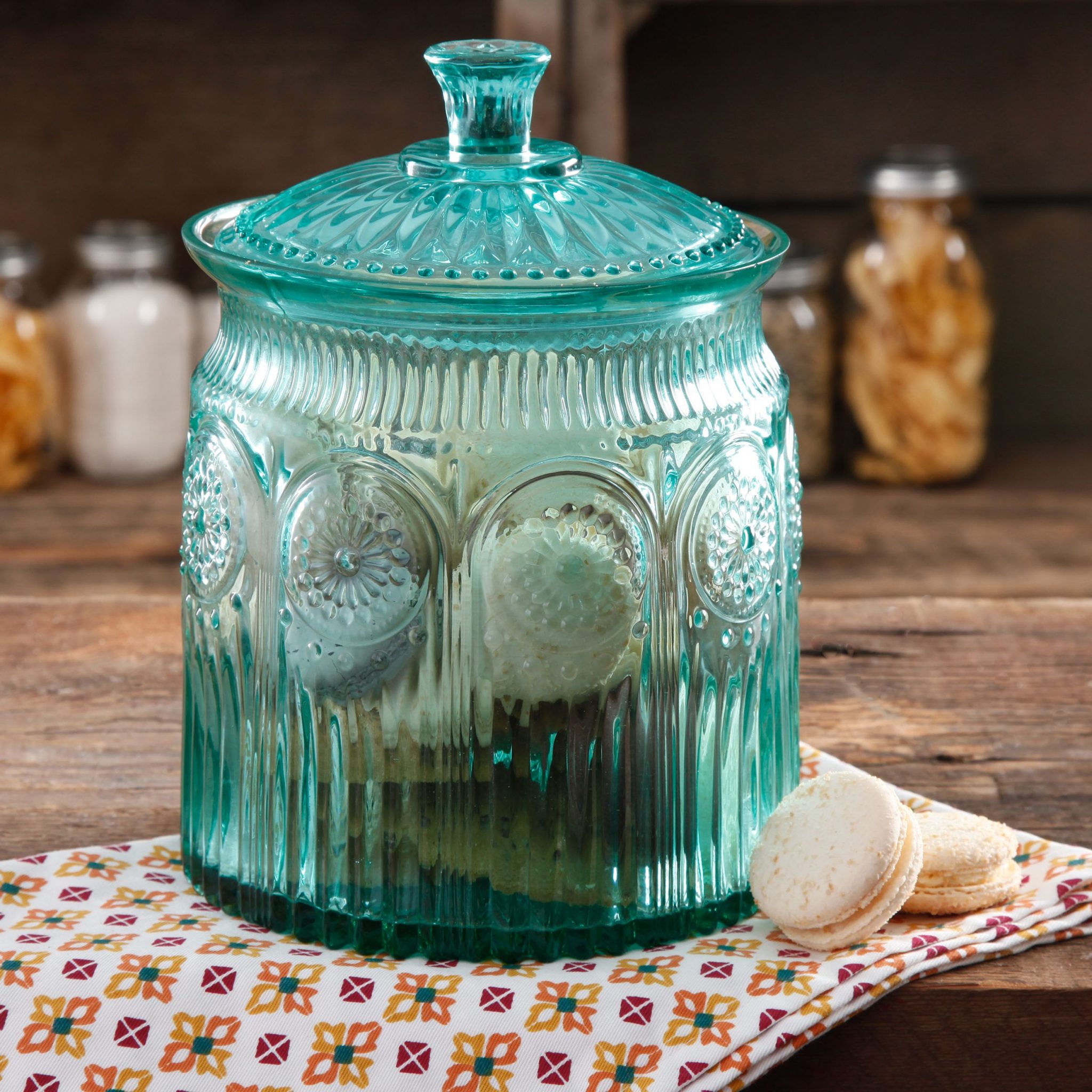 aqua glass canister