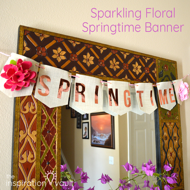 felt springtime banner on a mirror