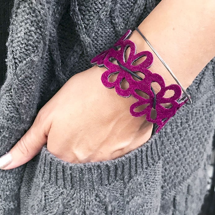 felt floral bracelet