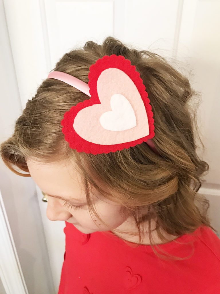 felt heart on a headband