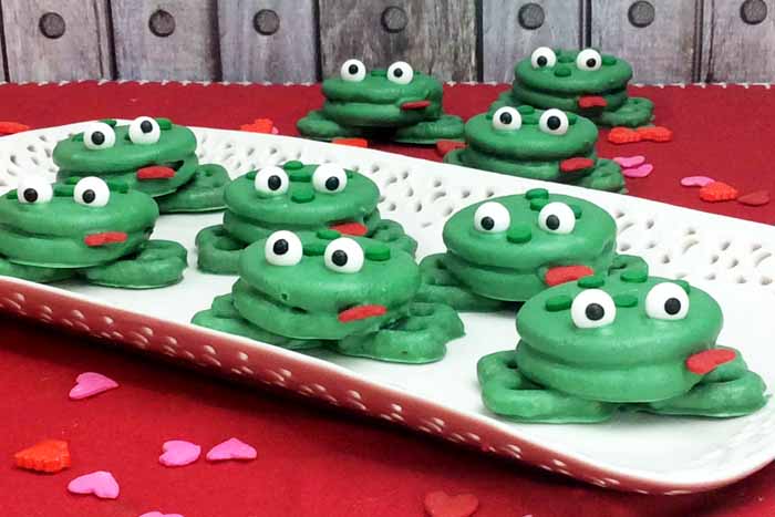 frog cookies on a plate