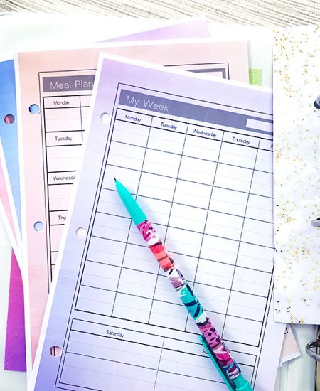 Print planner pages on colored background paper