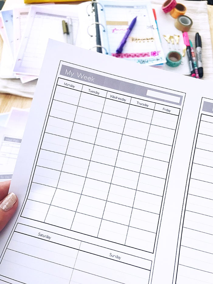 Printable planner pages for your mini planner