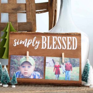 wood slab turned into a double photo frame