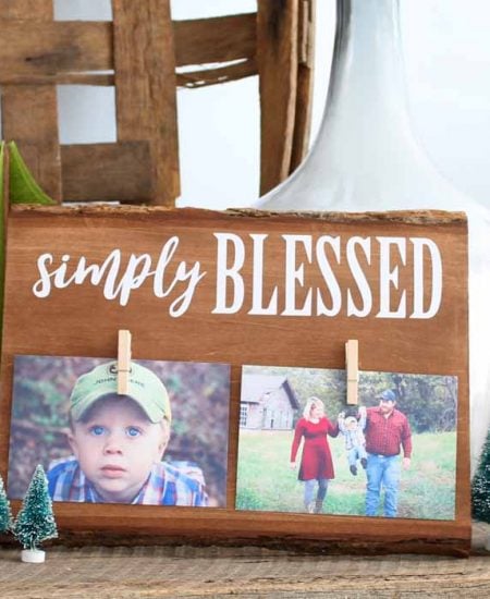 wood slab turned into a double photo frame