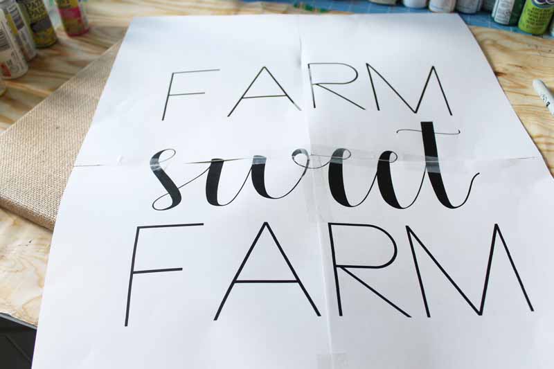 farm sweet farm printed on copy paper