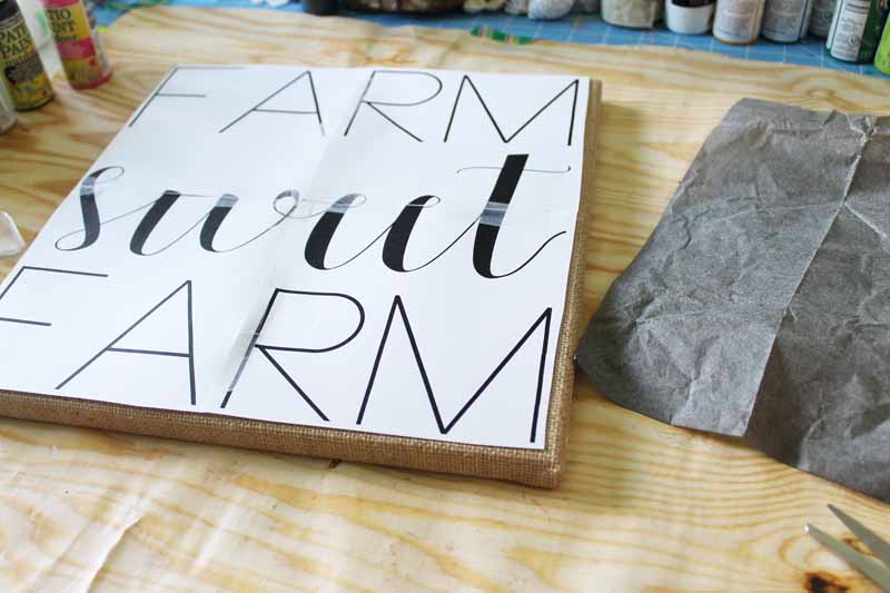 farm sweet farm sign for tracing