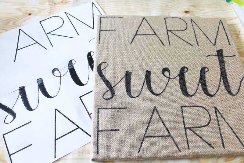 using a marker  on a burlap canvas