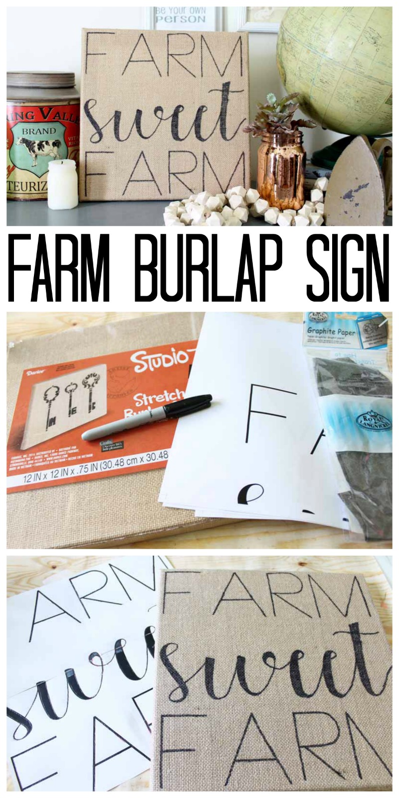 farmhouse sign from burlap