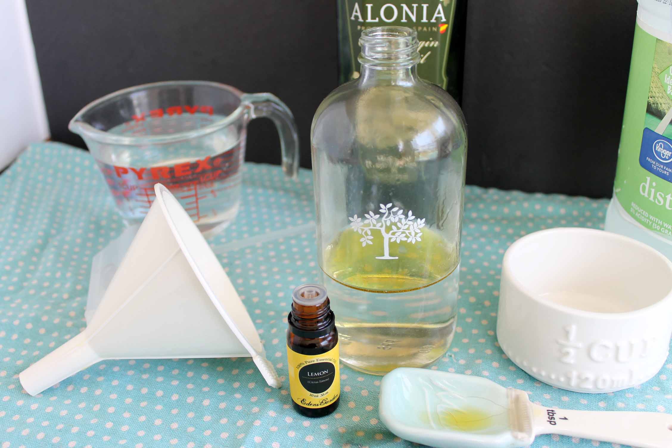 lemon essential oil being used for cleaning