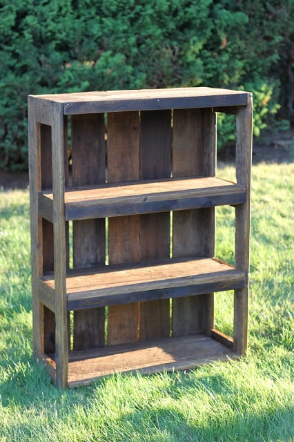 bookshelf made from rustic wood