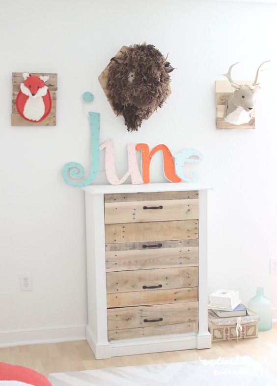 dresser drawers covered in rustic wood