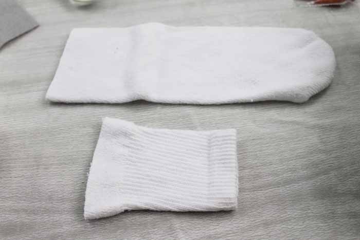a cut up white sock