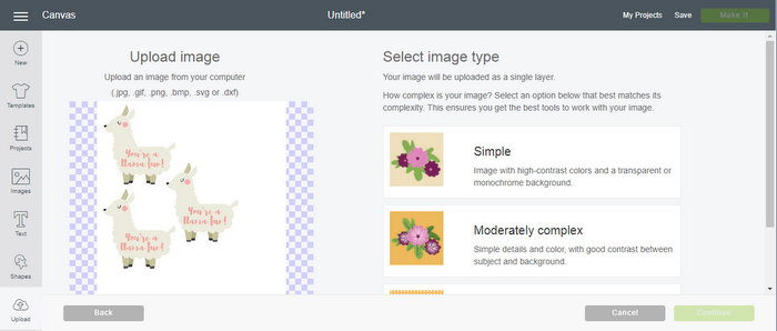 uploading images to cricut design space