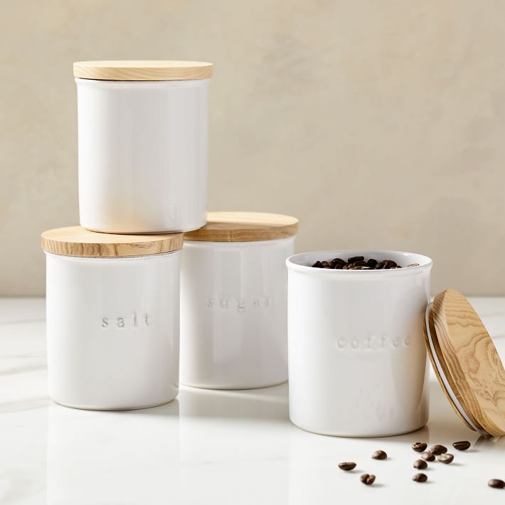 white ceramic canisters