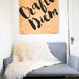 couch in a craft room
