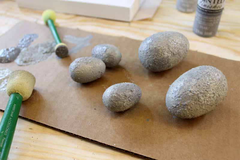 cement easter eggs made with paint