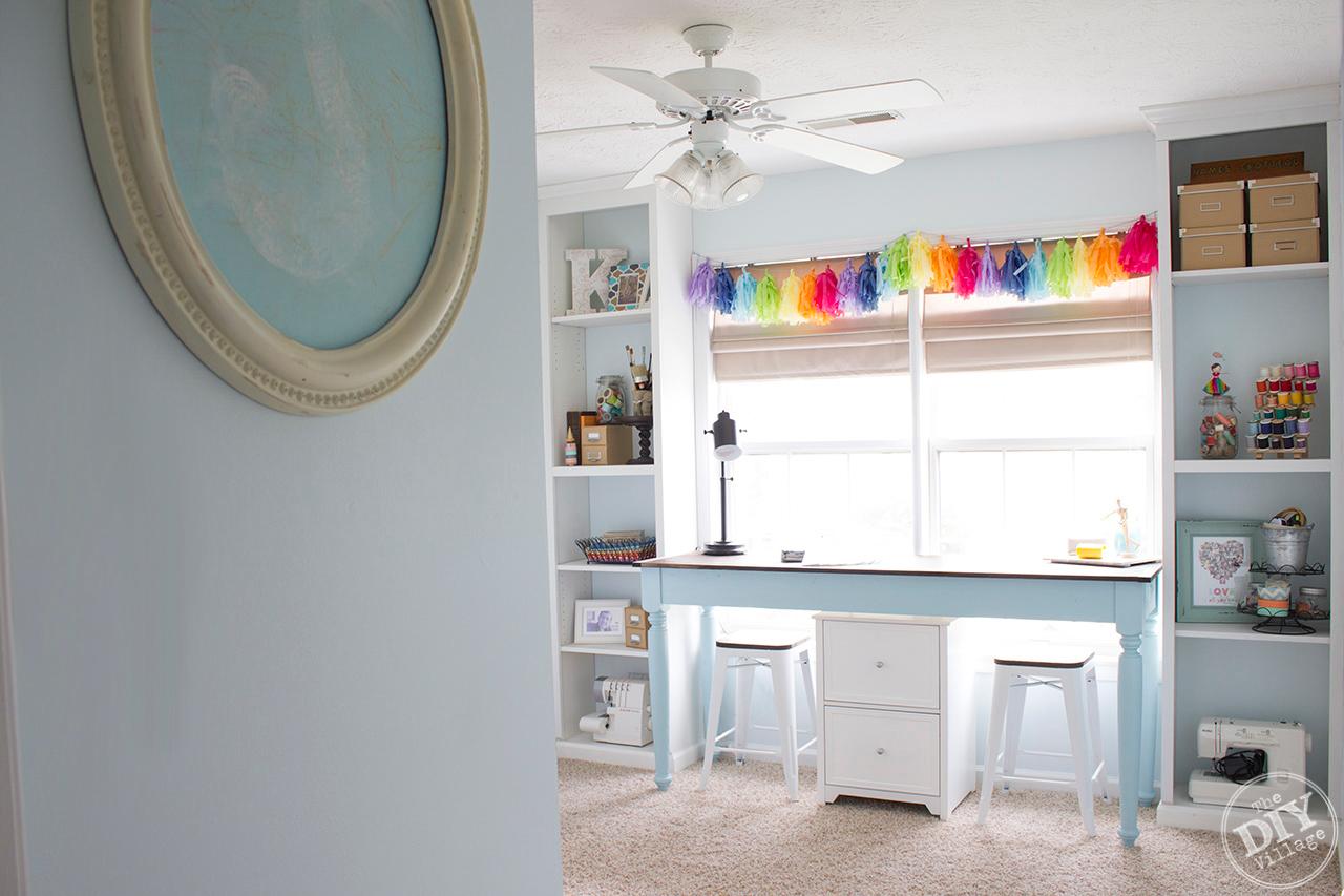 craft room table under a window