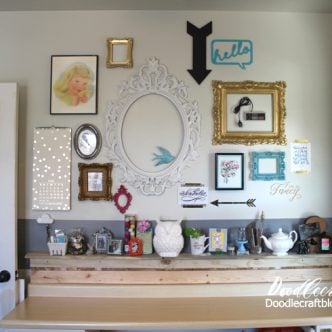gallery wall in a craft room