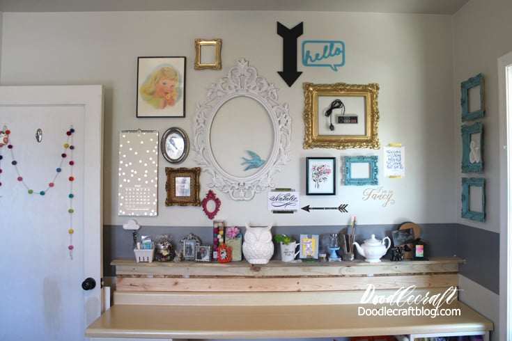 gallery wall in a craft room