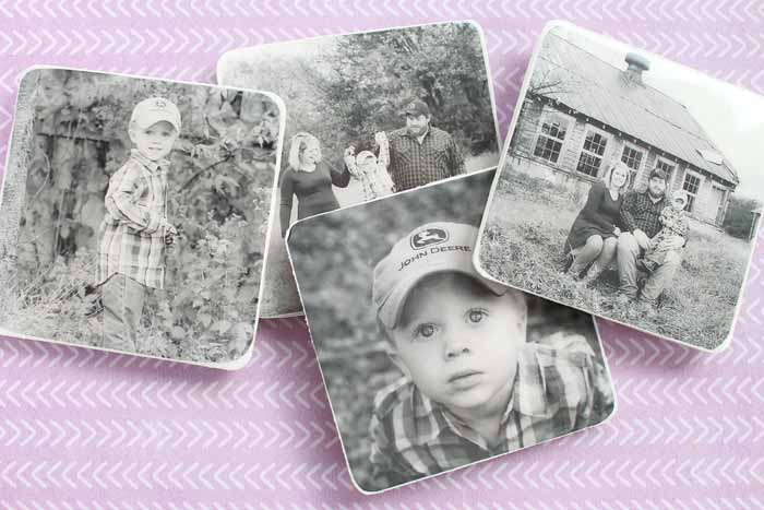 coasters with black and white photos